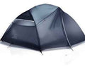 Black four-season camping tent for 2-3 persons with aluminum poles and waterproof double-layer design by Mead's Supply & Equipment.