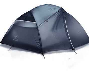 Four Season Double Layer Camping Tent by Mead's Supply for 2-3 persons, waterproof with aluminum poles, suitable for all weather camping.