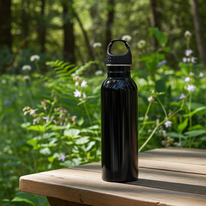 Nest & Stem Homewares Frankly Cotton 500ml stainless steel gloss drink bottle with sleek design and secure lid.