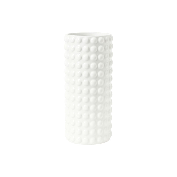 White ceramic bubble vase with glossy finish, designed for decorative floral arrangements by Nest & Stem Homewares.