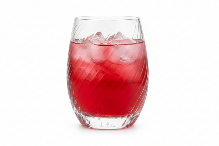 Clear glass tumbler with diagonal textured pattern, 330ml capacity, from Nest & Stem Homewares' Frankly Cotton collection.