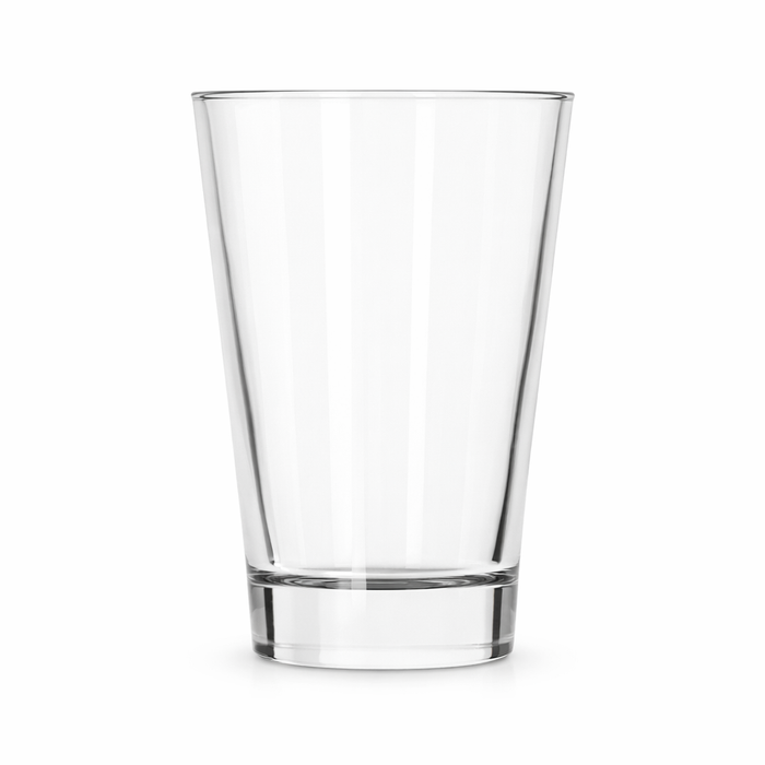Clear glass tumbler with "Frankly Cotton" branding, 414ml capacity, from Nest & Stem Homewares, showcasing a sleek, modern design.