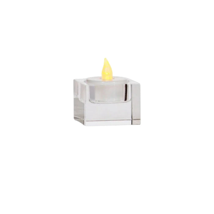Nest & Stem Homewares Frankly Cotton Crystal Pillar candle holder, 50x50x40 cm, elegant clear glass design for home decor.