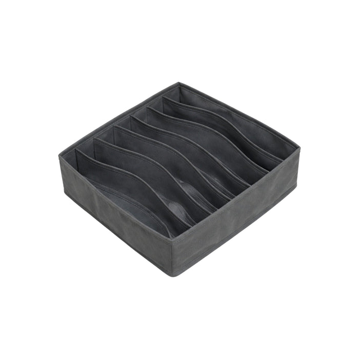 Charcoal cotton fabric storage drawer organizer by Nest & Stem Homewares with multiple compartments for organization.
