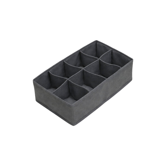 Charcoal cotton fabric drawer organizer by Nest & Stem Homewares, with multiple compartments for storage and organization.