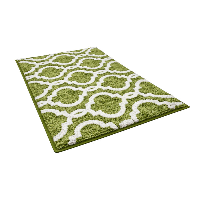 Green Frankly Cotton Geometric Bath Mat by Nest & Stem Homewares, featuring a modern cotton design for bathroom decor.