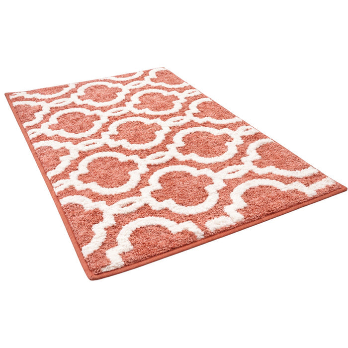 Terracotta geometric cotton bath mat from Nest & Stem Homewares, featuring a soft, absorbent design for bathroom decor.