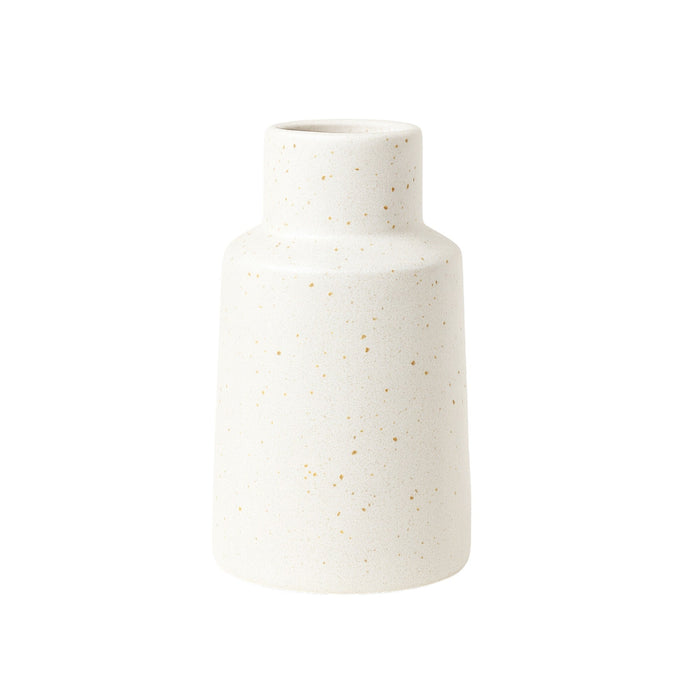 Small Frankly Cotton Speckle Ceramic Bud Vase by Nest & Stem Homewares, white with subtle speckle pattern, ideal for floral arrangements.