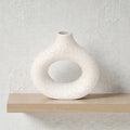 Speckled ceramic arch vase by Nest & Stem Homewares, featuring a modern design with a neutral finish.
