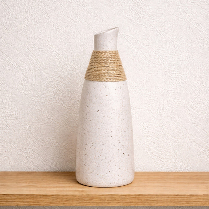 Speckled ceramic rope vase by Nest & Stem Homewares, featuring a textured design and neutral tones, ideal for decorative floral arrangements.