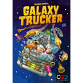 Galaxy Trucker box art: cartoon astronauts on a makeshift spaceship dodging orange meteors in a starry purple galaxy.