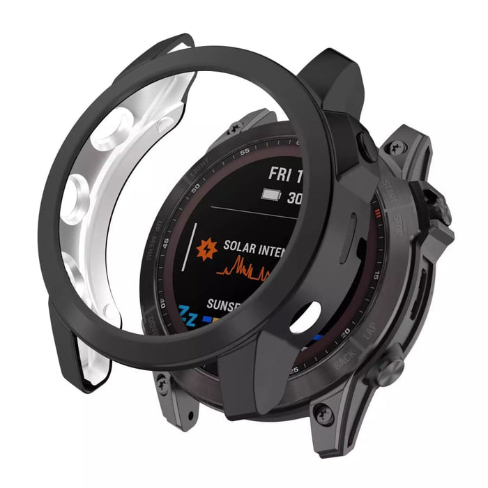 Black Garmin Fenix 7/7 Pro watch case providing protection and durability for the smartwatch.