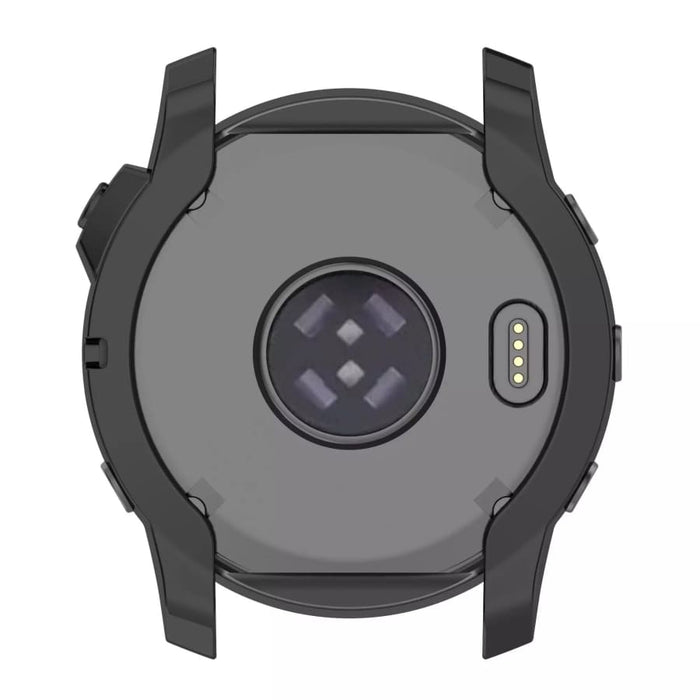 Black Garmin Fenix 7 series protective watch case with tire system design, providing durable coverage for the Garmin smartwatch.