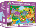 Purple Galt Giant Floor Puzzle box for ages 3-6 with colorful animal illustrations like a lion, tiger, and elephant.