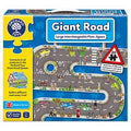 Blue Orchard Toys box showing a 20-piece floor puzzle of a winding grey road with colorful cars and street scenes.