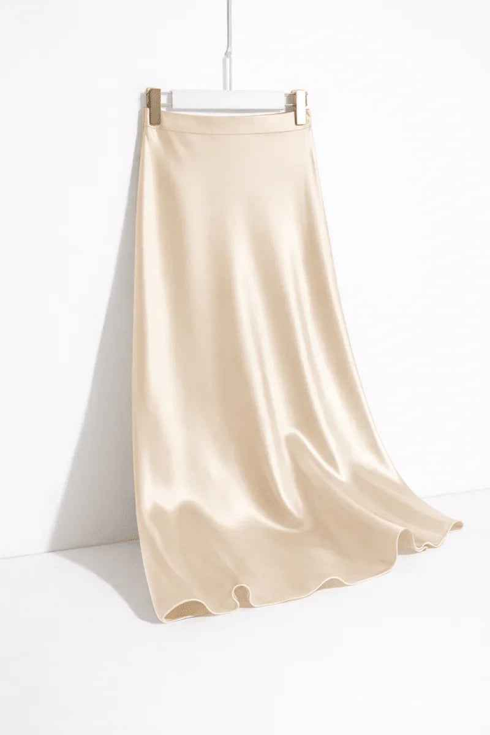 Black satin straight skirt by Stylish 3Sixty5 featuring a sleek, elegant design perfect for stylish occasions.