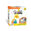 FoxMind Presto game box featuring a yellow hand pressing a rainbow popping disk with eyes. For 2-4 players.