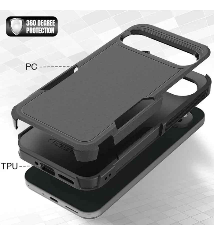 Techplus Google Pixel 10 Pro XL dual-layer armor hard phone case showing rugged design and protective features.