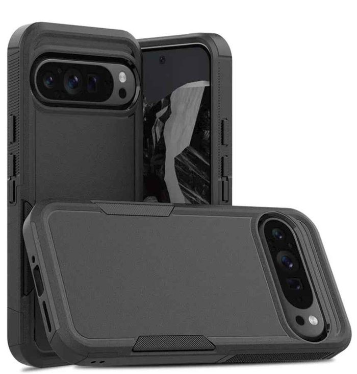 Techplus Google Pixel 9 Pro XL dual layer armor hard phone case showing rugged design and precise cutouts for protection.