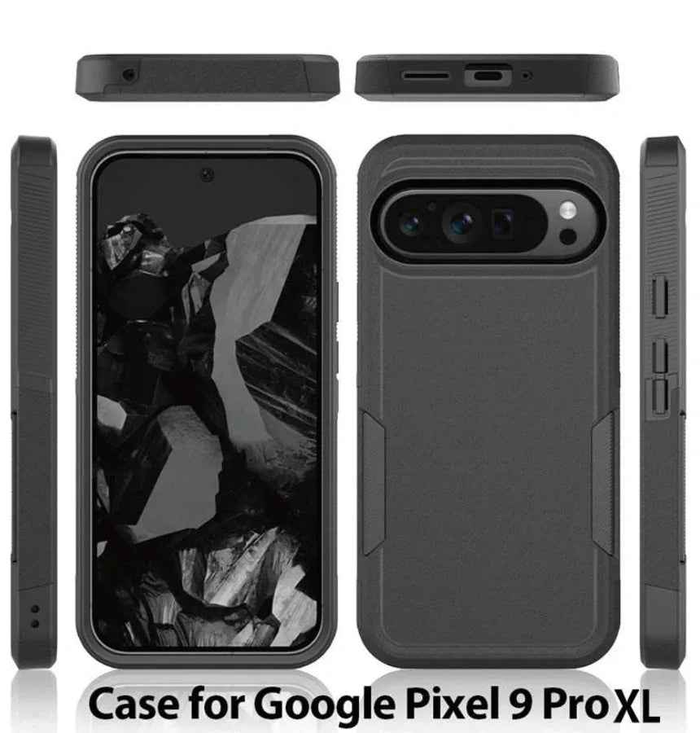 Techplus Google Pixel 9 Pro XL dual layer armor hard phone case showing rugged design and reinforced edges for protection