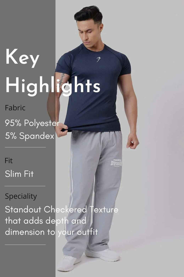 Fuaark NZ Grain Navy T-shirt for men, casual fit, soft fabric, versatile style, front view showing round neckline and short sleeves.