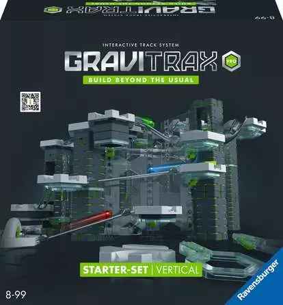 Box art showing a complex vertical marble run with tall grey towers, translucent platforms, and neon green accents.