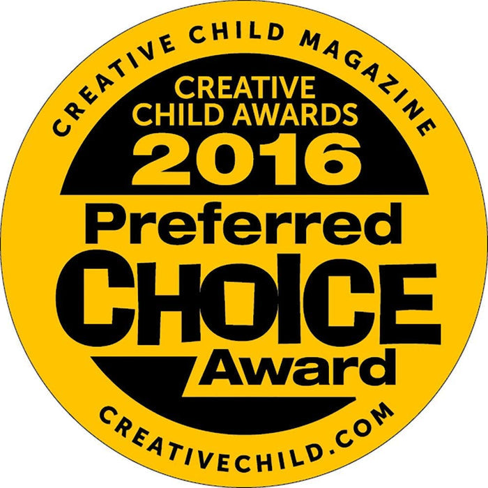 Yellow and black circular award seal for Creative Child Magazine 2016 Preferred Choice Award.
