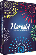 Dark blue game box with white calligraphy text and colorful, stylized firework bursts in red, yellow, blue, and green.