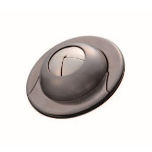 Round gunmetal gray metallic puzzle with a dome-shaped center made of interlocking segments on a flat circular base.