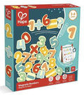 Teal and red box featuring colorful magnetic numbers and math symbols, with an easel illustration for ages 3 to 6.