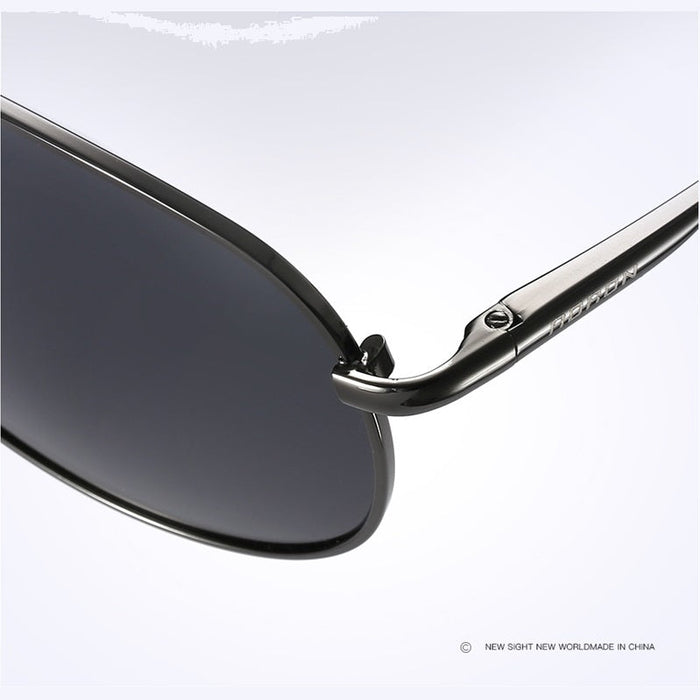 Polarized sunglasses with anti-blue ray hydrophobic lenses in four colors, featuring a protective case.