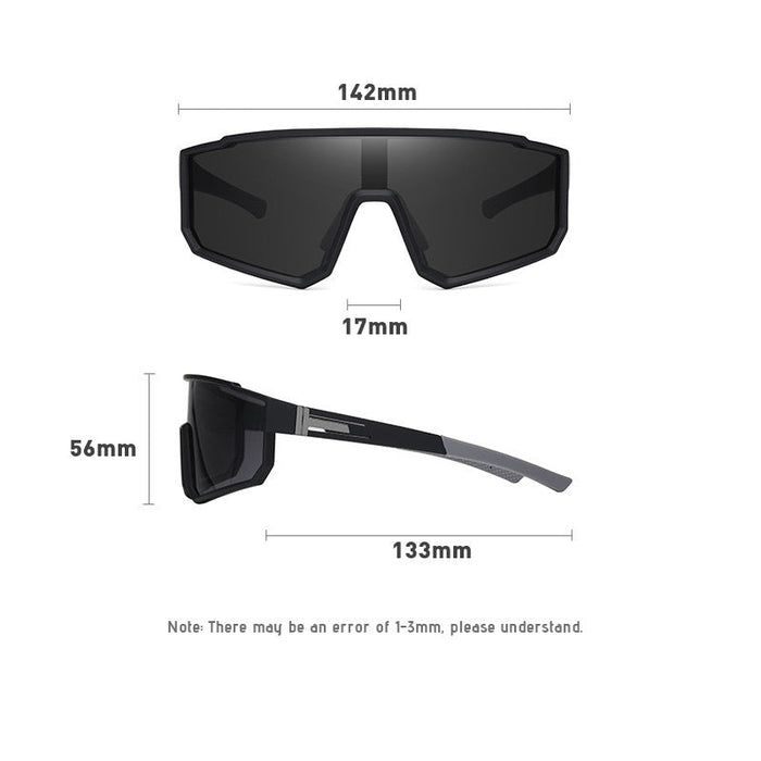 HD polarized sports sunglasses with anti-blue ray hydrophobic lenses in four colors, featuring a wraparound design.