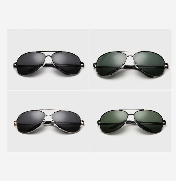 Dealonlinenz HD polarized sunglasses with anti-blue ray lenses, hydrophobic coating, and protective case, shown with sleek frame design.