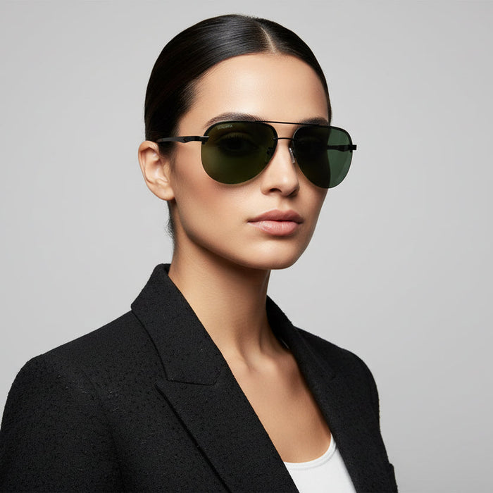 Dealonlinenz sunglasses with green and black frame, HD polarized lenses, anti-reflective and hydrophobic coating, stylish outdoor eyewear
