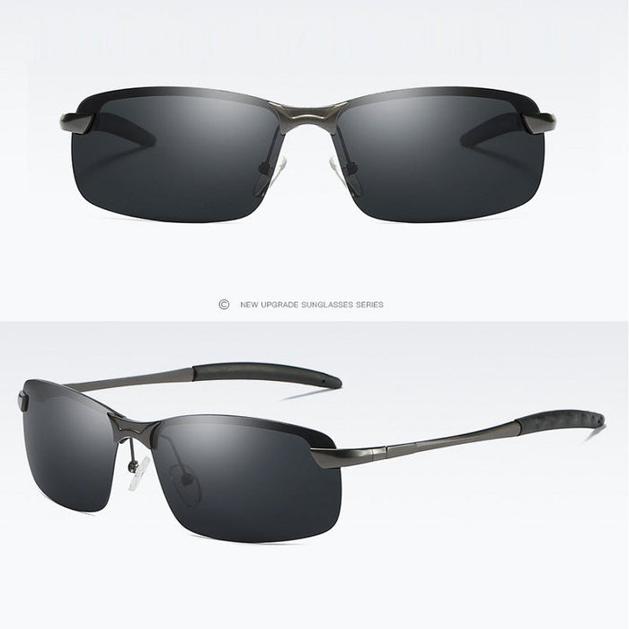 Dealonlinenz HD polarized sunglasses with anti-reflective hydrophobic lenses, showcasing sleek black frame and tinted lenses.