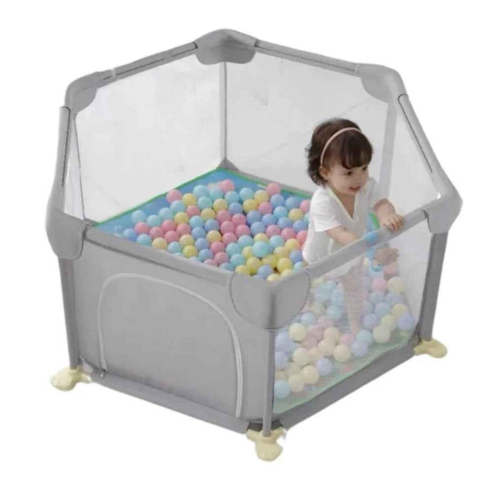 Hexagon Baby Playpen with Zipper Door by Baby Way NZ, safe kids' play area with easy access zipper door.
