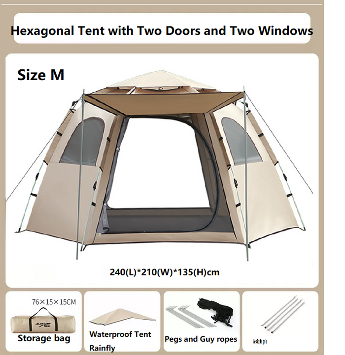 Medium green ECOTREK hexagonal camping tent with quick setup and durable design, ideal for outdoor camping adventures.