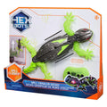 Neon green and dark gray robotic gecko toy in orange retail packaging with a small green remote control.