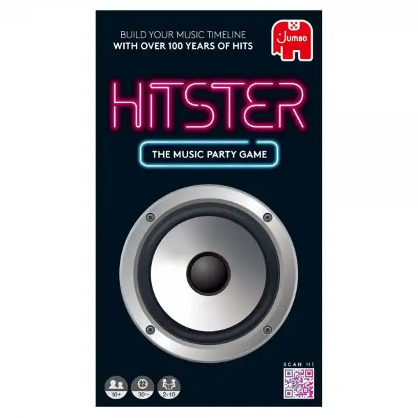 Vertical black game box featuring a neon pink glowing title and a large silver speaker graphic with blue accents.