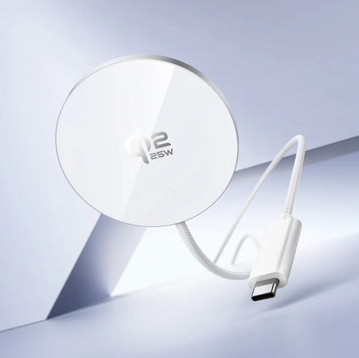TechPlus Hoco 25W Qi2.2 Magnetic Wireless Charger CW63 Pro in white, showing sleek design and magnetic charging surface.