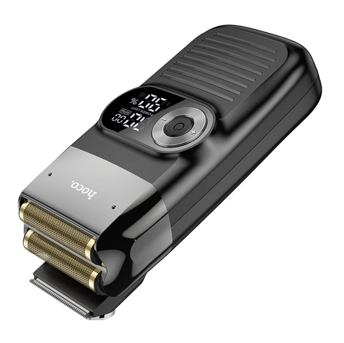 Techplus Hoco Electric Hair Shaver and Trimmer with dual mesh display, showing sleek design and adjustable trimming features.