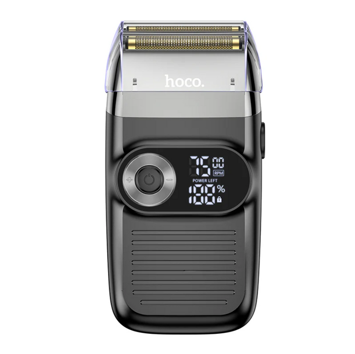 Techplus Hoco electric hair shaver and trimmer with dual mesh display, showing sleek design and adjustable trimming heads.