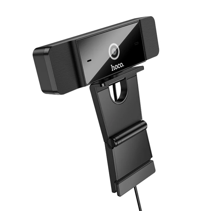 Techplus Hoco HD computer webcam with 1080P resolution and 30FPS, featuring a sleek black design and adjustable lens.