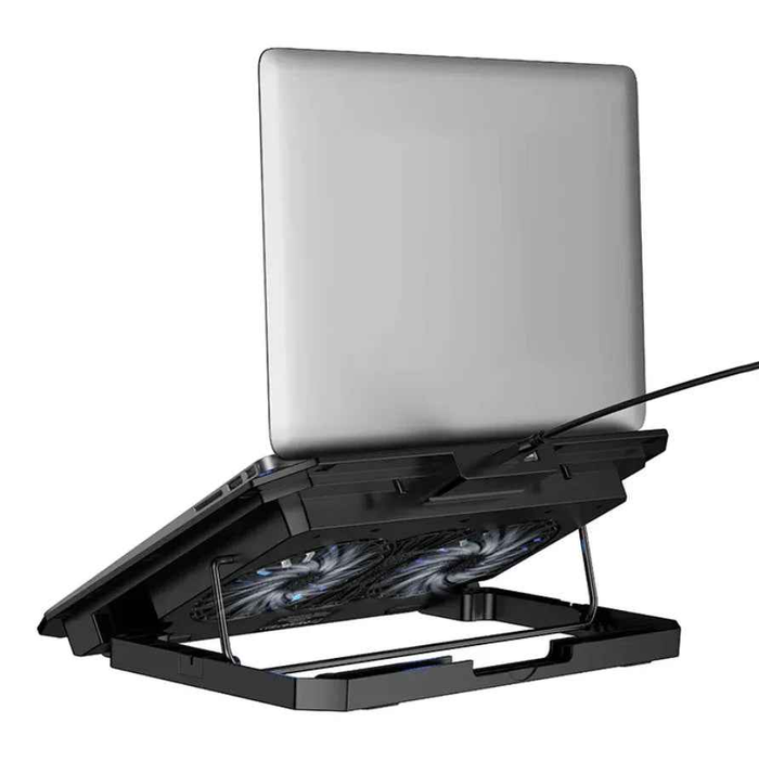 Techplus Hoco laptop cooling stand for 12-17 inch laptops, ergonomic adjustable stand with cooling vents and sturdy design.