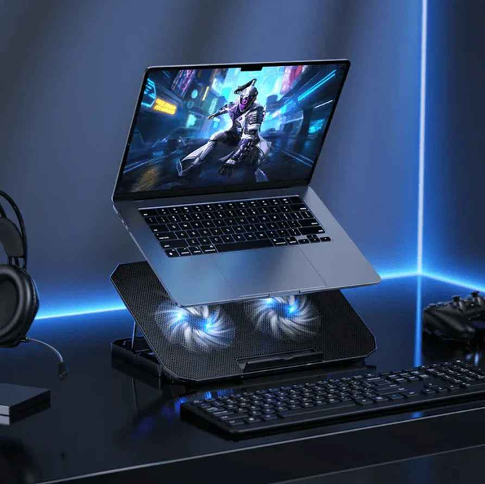 TechPlus Hoco laptop cooling stand NZ GA4 with ergonomic adjustable design for 12-17 inch laptops, promoting airflow and comfort.