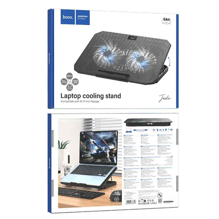 Techplus Hoco laptop cooling stand NZ GA4 with adjustable ergonomic design for 12-17 inch laptops, supporting airflow and comfort.
