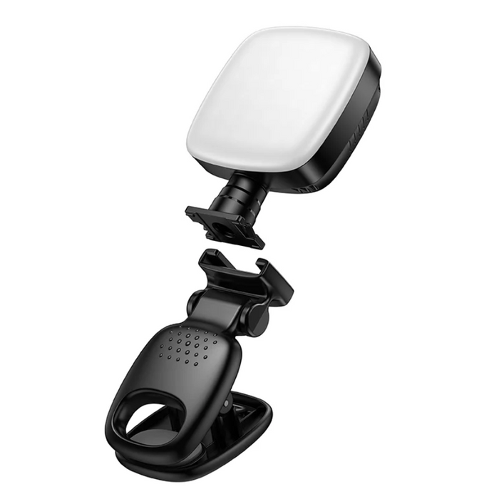 Techplus Hoco portable mini LED fill light with 9 adjustable levels, clip-on design for enhanced lighting in photos.