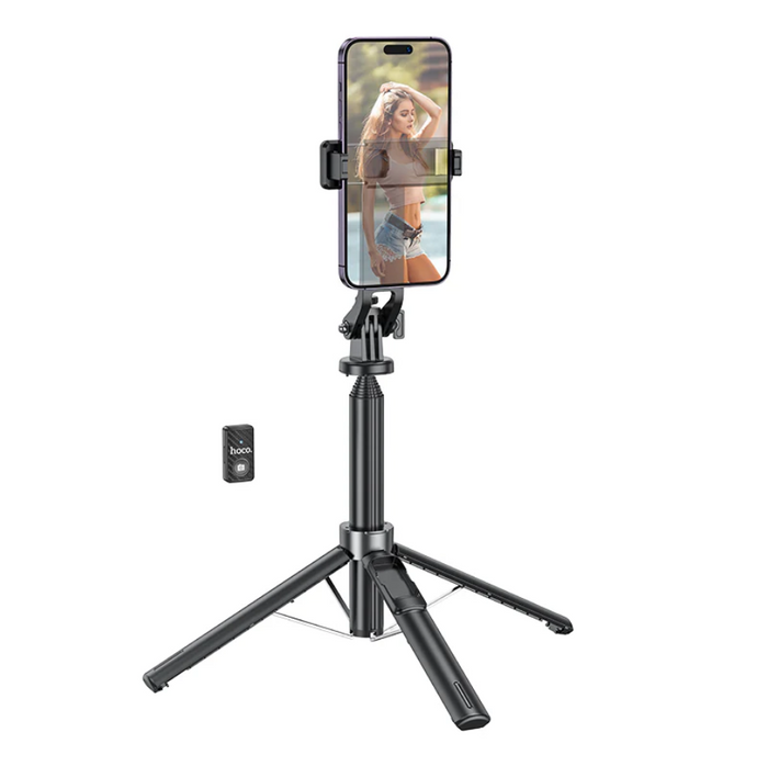 Techplus Hoco Premium 2-in-1 selfie stick and quadpod, extends up to 1.37m, with adjustable phone holder and compact design.