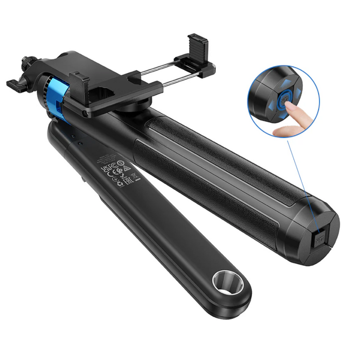 Techplus Hoco Premium Bluetooth Selfie Stick with 1.75m extendable pole and quadpod stand for stable selfies and photos.