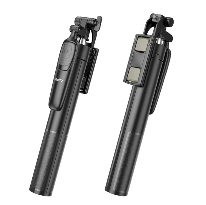 Techplus Hoco Premium Bluetooth Selfie Stick with 1.57m tripod stand, showing the sleek selfie stick and adjustable tripod setup.